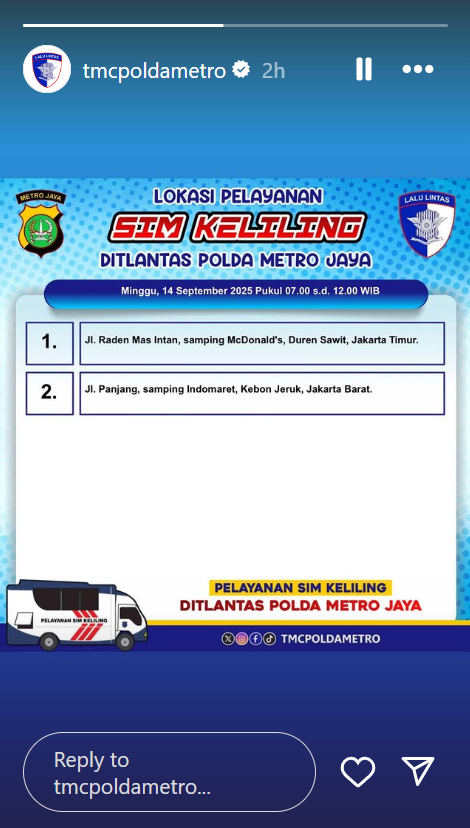 sim keliling Minggu.